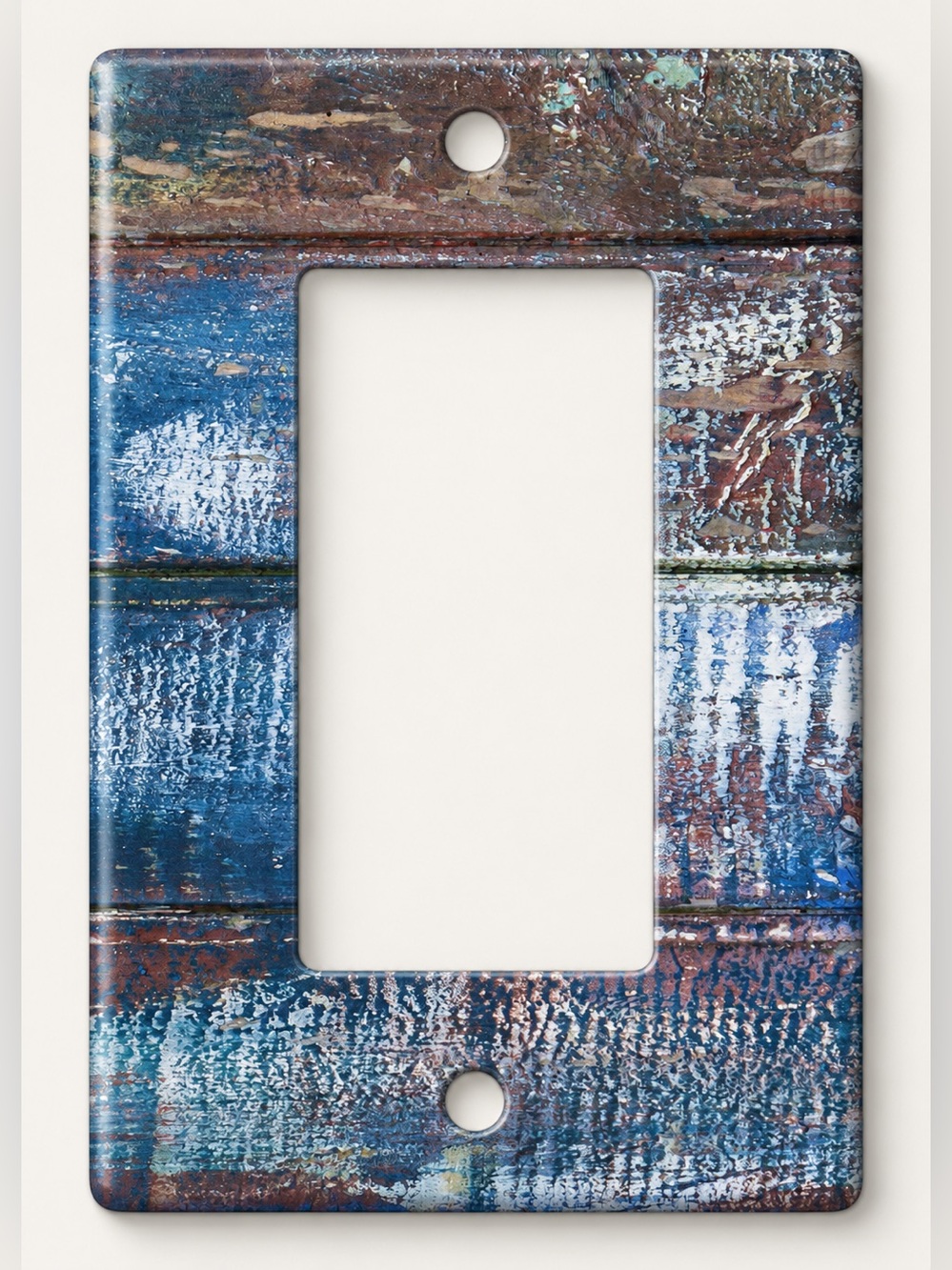 Handmade Distressed Blue Rustic Wood Rocker Light Switch Cover Plate